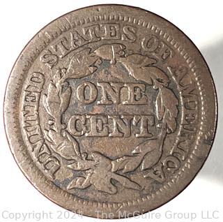 1845 Coronet Large Cent Coin