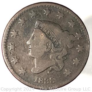 1833 Coronet Large Cent Coin