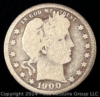 1900 -S Barber Quarter Dollar Coin