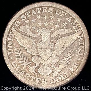 1892-P Barber Quarter Dollar Coin