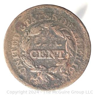 Braided Hair Liberty Head Large Cent Coin. Illegible date. 