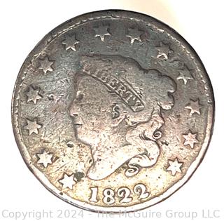 1822 US Liberty Coronet Head Large Cent Coin