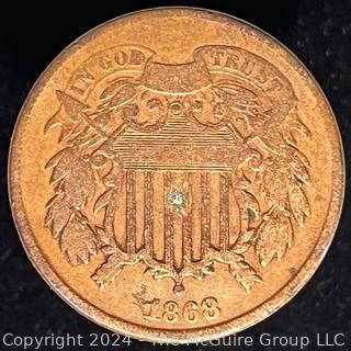 1868 US 2 Cent Coin (Bronze)