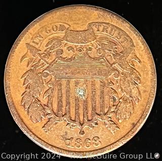 1868 US 2 Cent Coin (Bronze)