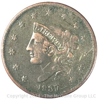 1837 US Liberty Coronet Head Large Cent Coin