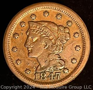 1847 US Liberty Coronet Head Large Cent Coin