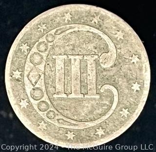 1853 US Silver Trime Coin