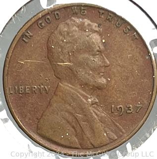 Six (6) Lincoln Head Wheat Cent Coins: 1937-P 