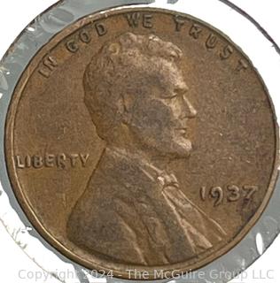 Six (6) Lincoln Head Wheat Cent Coins: 1937-P 