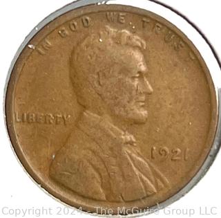 Eight (8) Lincoln Head Wheat Cent Coins: 1921 -P 