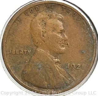 Eight (8) Lincoln Head Wheat Cent Coins: 1921 -P 