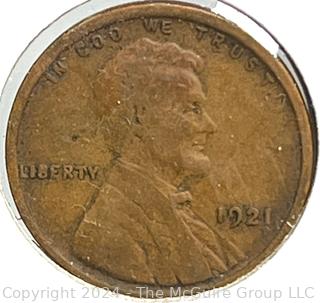 Eight (8) Lincoln Head Wheat Cent Coins: 1921 -P 