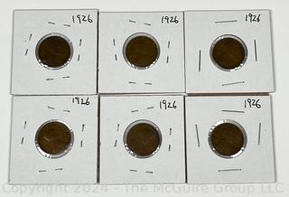 Six (6) Lincoln Head Wheat Cent Coins: 1926 -P 