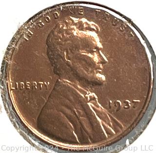 Twp (2) Lincoln Head Wheat Cent Coins: 1937 various mint marks -P 