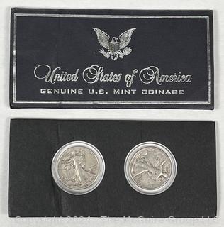 Two (2) 1942-1943 Standing Liberty Half Dollar Coins 