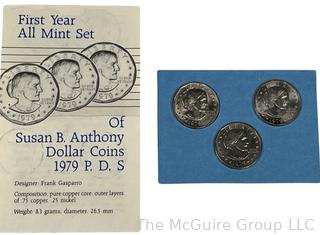 1979 First Year Mint Set Susan B. Anthony One Dollar Coin Set P-D-S