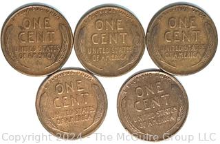 (5) 1930-D Lincoln Head One Cent Coins 