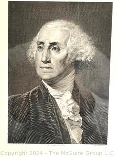 Framed Under Glass Black & White Lithograph of Portrait of George Washington, 1817 by Giuseppe Longhi (1766-1831). 10" x 13"