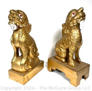 Pair of Giltwood Foo Dogs