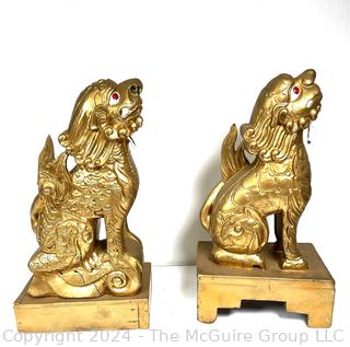 Pair of Giltwood Foo Dogs