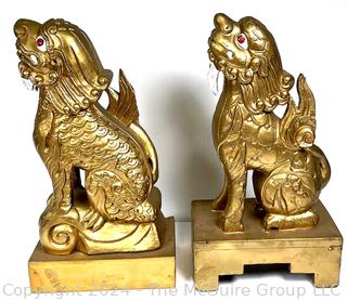 Pair of Giltwood Foo Dogs