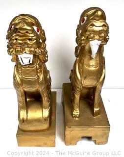 Pair of Giltwood Foo Dogs