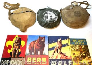 Collection of Early Cub Scout Books, Canteen and  Mess Kits