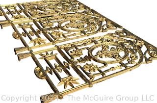 Four(4) Gold Painted Spanish Revival Cast Iron Window Grates.  Each measures 29" x 32" x 15"