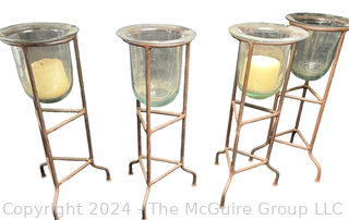 Set of Four (4) Votive Candles in Metal Stands