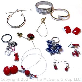 Group of Costume Jewelry Including Key Chains