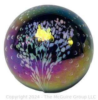 Glass Eye Studio Signed Celestial Series Iridescent Paperweight