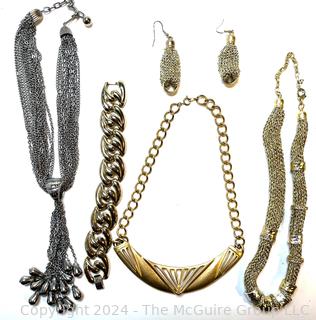 Group of Gold and Silver Tone Costume Jewelry