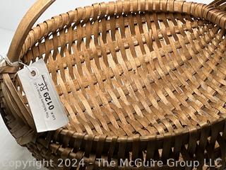 Hand Made Canadian Mic Mac Tribe Woven Basket with Hang Tag.  15" Oval with Handle.