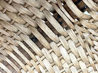 Large Hand Woven White Oak Fruit Vegetable Gathering Basket Made by the Canadian Mic Mac Tribe with Carved Handle. 18" diameter