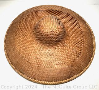 Traditional Chinese Bamboo Sun and Field Hat.  20" diameter