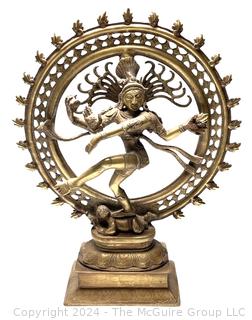 Brass Natraj Dancing Shiva Statue. 14" Tall