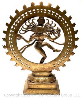 Brass Natraj Dancing Shiva Statue. 14" Tall