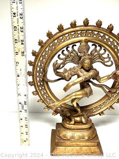 Brass Natraj Dancing Shiva Statue. 14" Tall