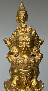 Heavy Gilt Painted Cast Metal Eleven Headed Thousand Armed Avalokiteshvara, God of Compassion,  Statue. 21" tall