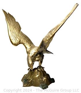 Brass Bald Eagle Sculpture.  12" tall