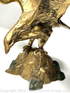 Brass Bald Eagle Sculpture.  12" tall