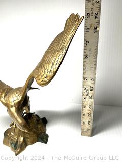 Brass Bald Eagle Sculpture.  12" tall