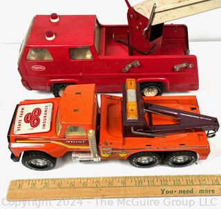 Two (2) Metal Toy Trucks Including Tonka Snorkel Fire Truck and NYLINT 'Big Pumpkin' Tow Truck