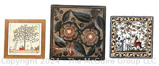 Three (3) Ceramic Art Tiles 