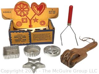 Nordic Ware Rosette and Timbale Frying Set in box; Shortbread Cookie Roller