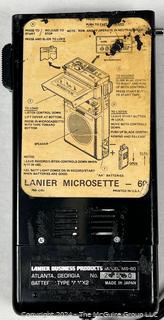 Lanier Harris P-124 Hand Held Micro Tape Recorder AND Microcassette-60