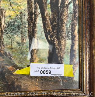 Framed Under Glass Hand Colored Print of a Country Lane by Wallace Nutting.  18" x 22"  