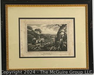 Framed Under Glass Engraving Of Fox Hunting Plate 1 Republished By Edward Orme Bond St., 1812. 15 x 13"