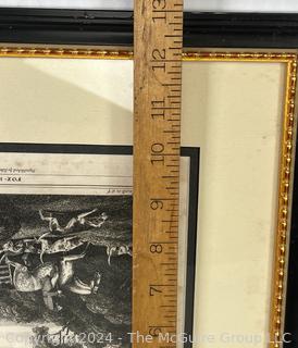 Framed Under Glass Engraving Of Fox Hunting Plate 1 Republished By Edward Orme Bond St., 1812. 15 x 13"