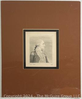 Unframed Matted Engraving of George Washington in Profile, 1852